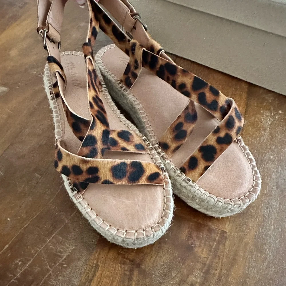 Madewell asymmetrical espadrille sandals in calf hair ladies size 8 NEW AM198